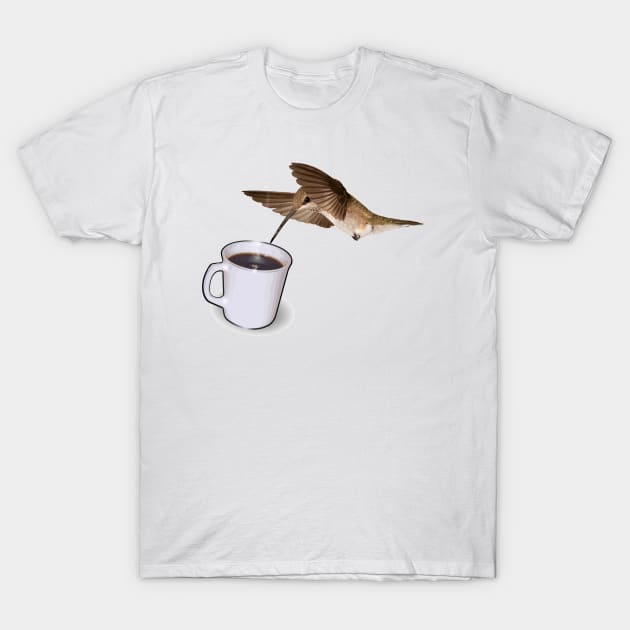 Hummingbird Drinking Coffee T-Shirt by julyperson